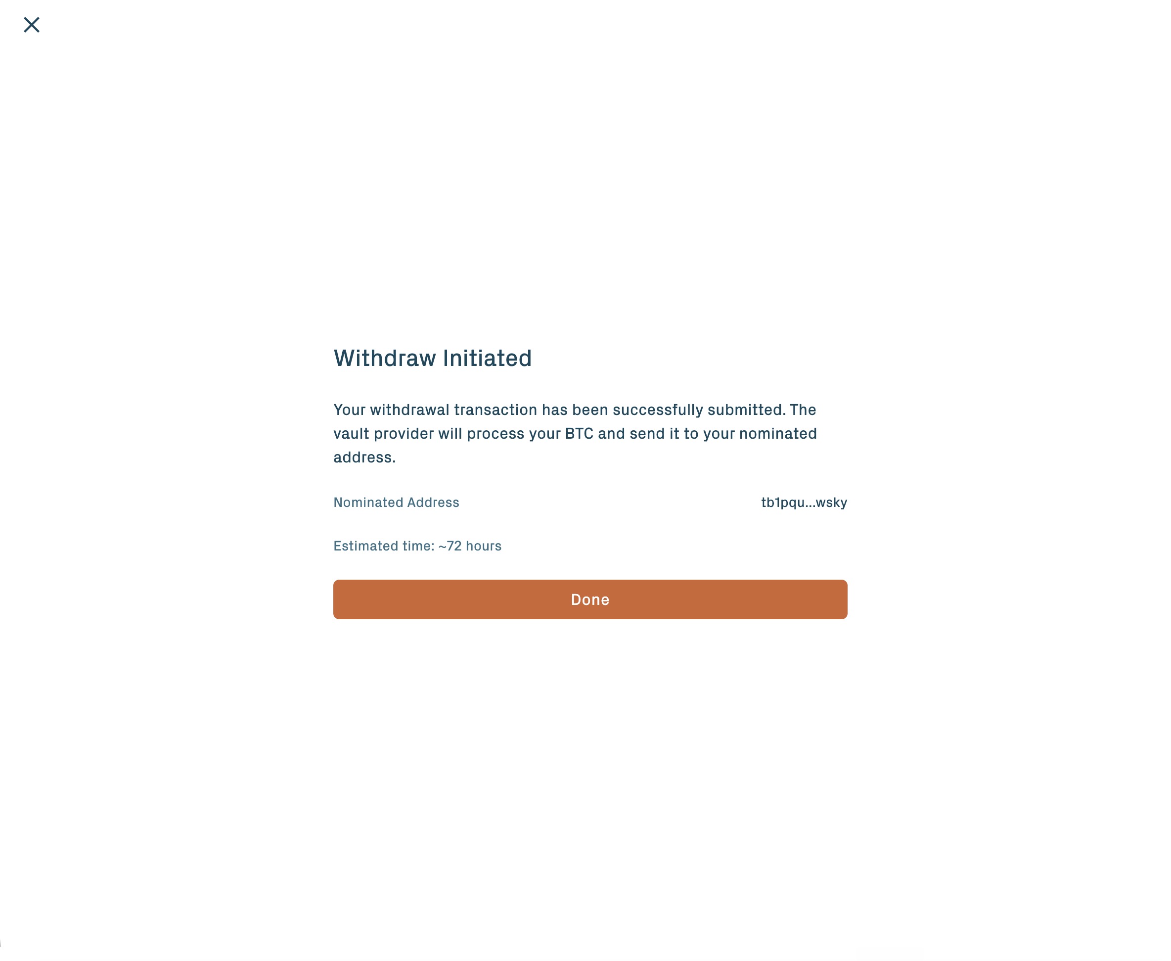 Withdraw initiated