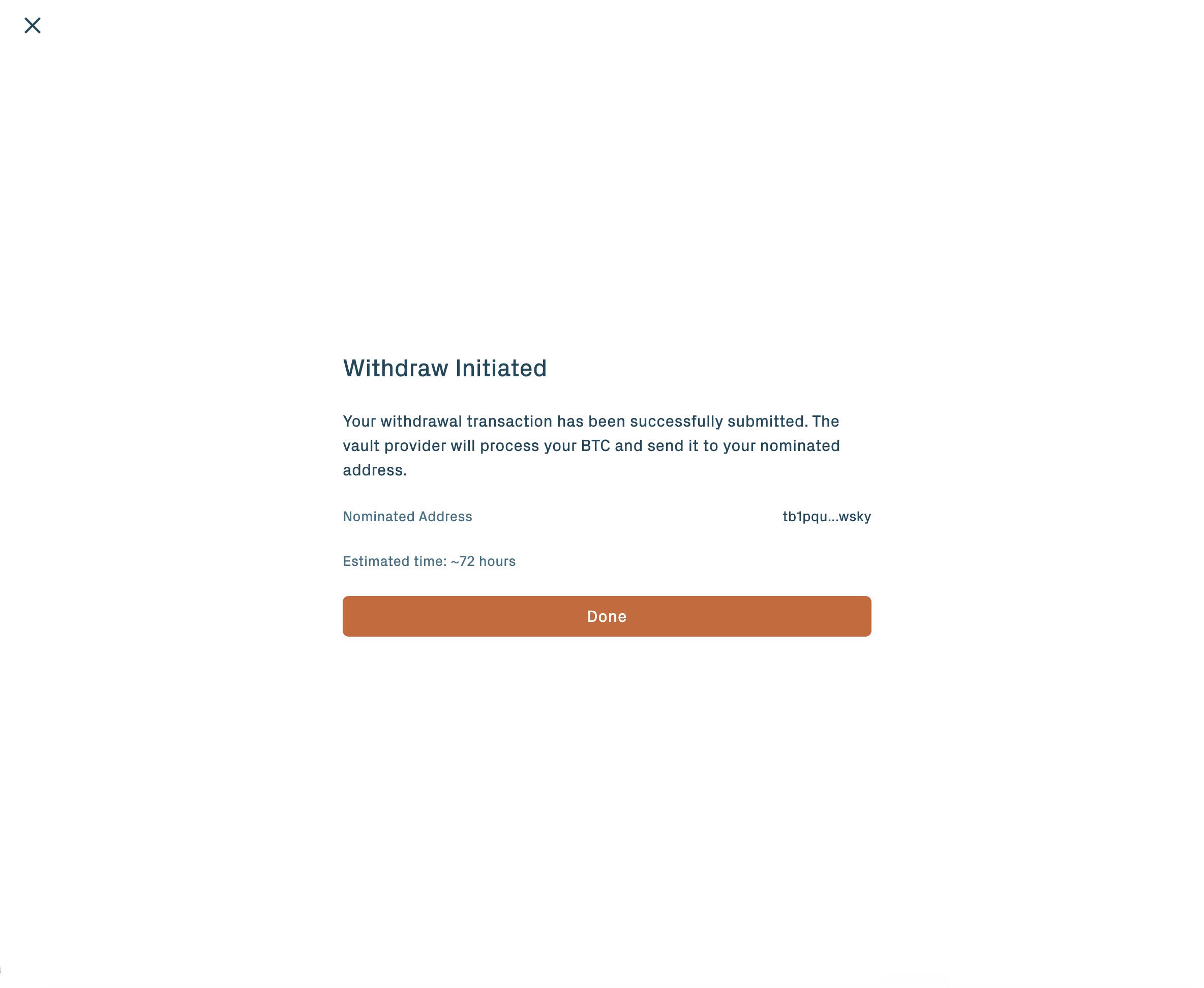 Withdraw initiated