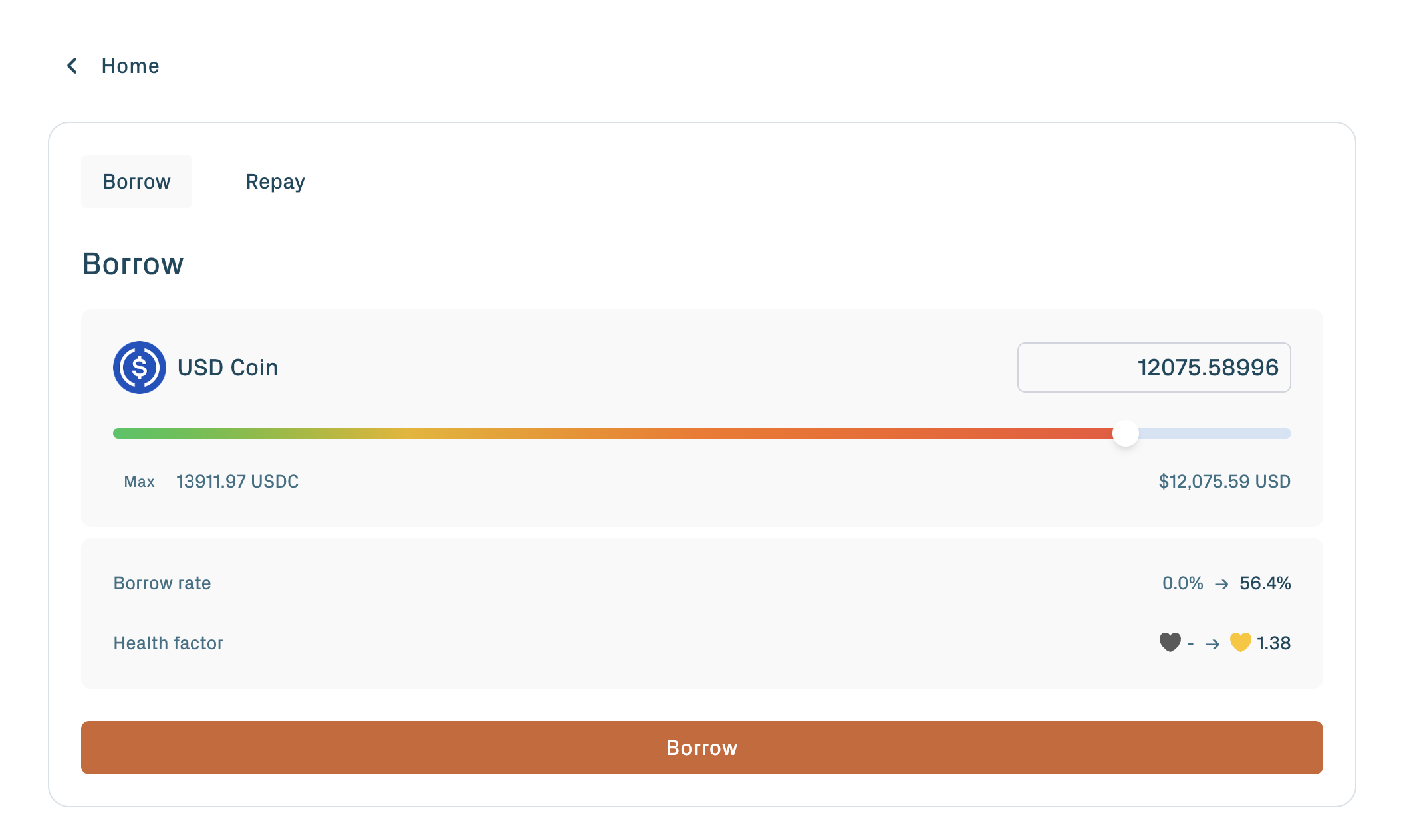 Borrow modal — enter amount