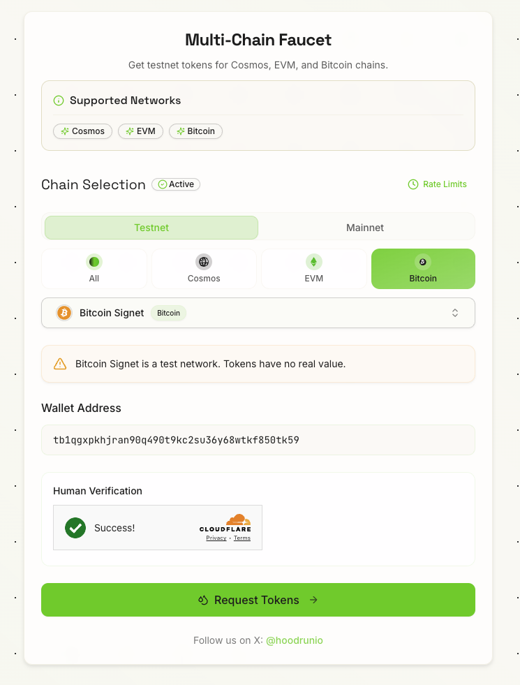 HoodScan Signet BTC Faucet