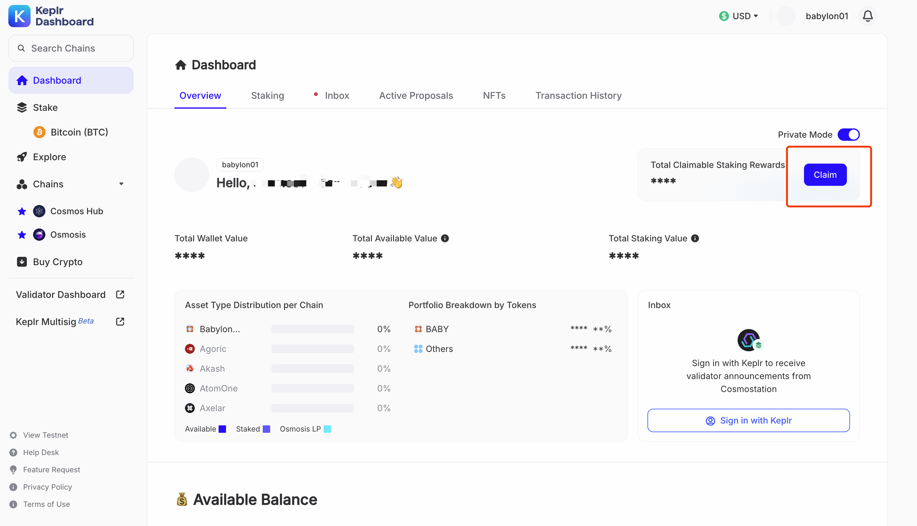 BABY Staking via Mintscan Step 10