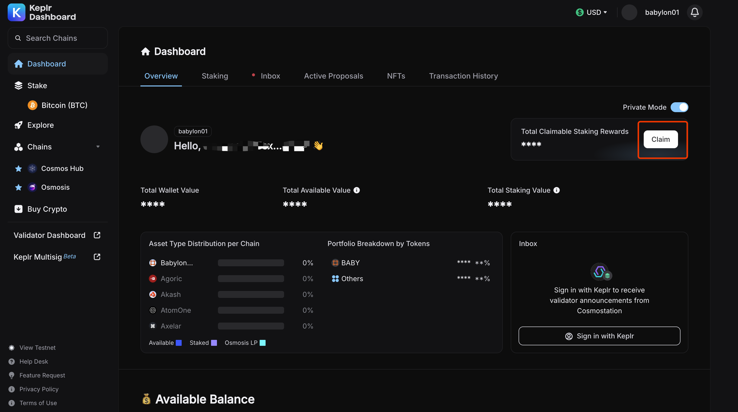 BABY Staking via Mintscan Step 10