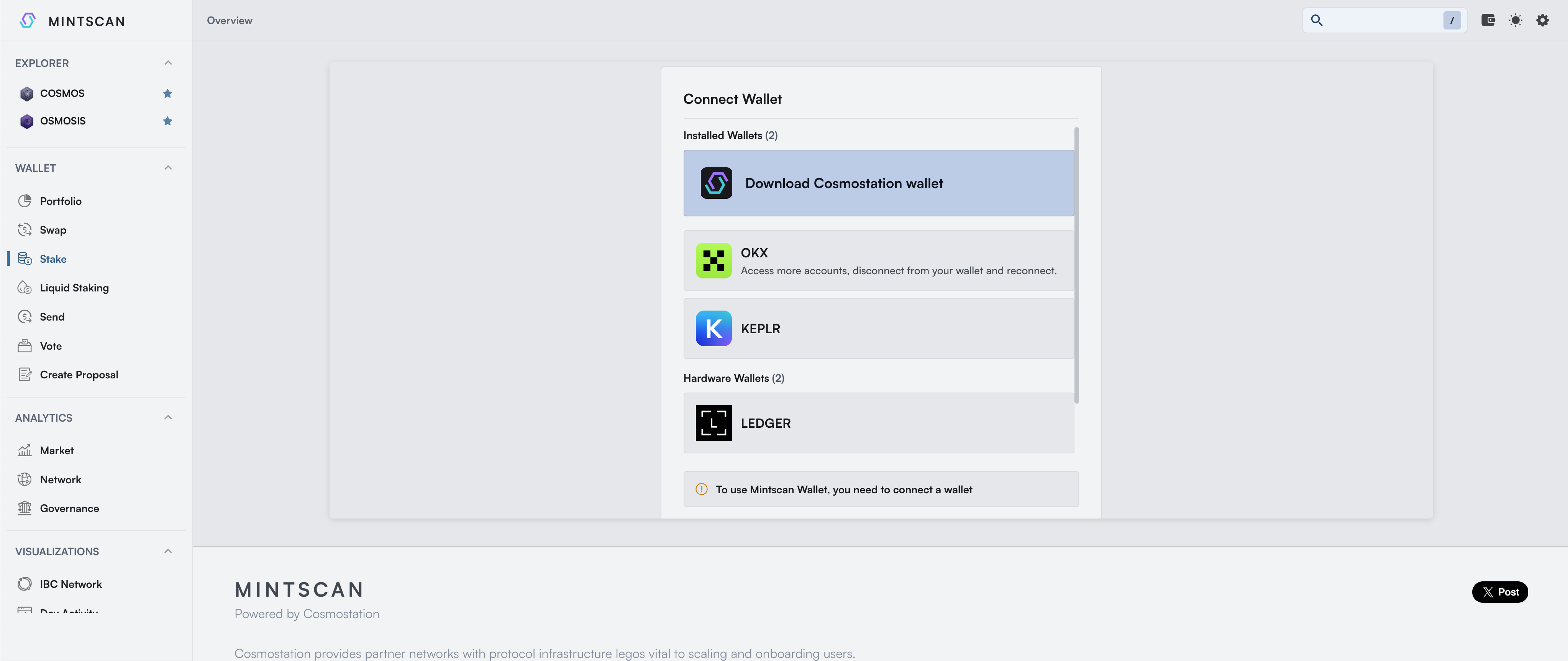 BABY Staking via Mintscan Step 2