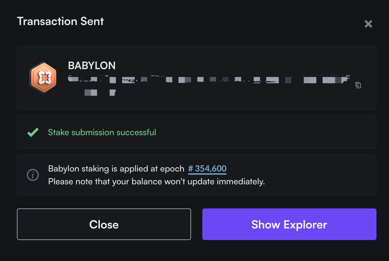 BABY Staking via Mintscan Step 8