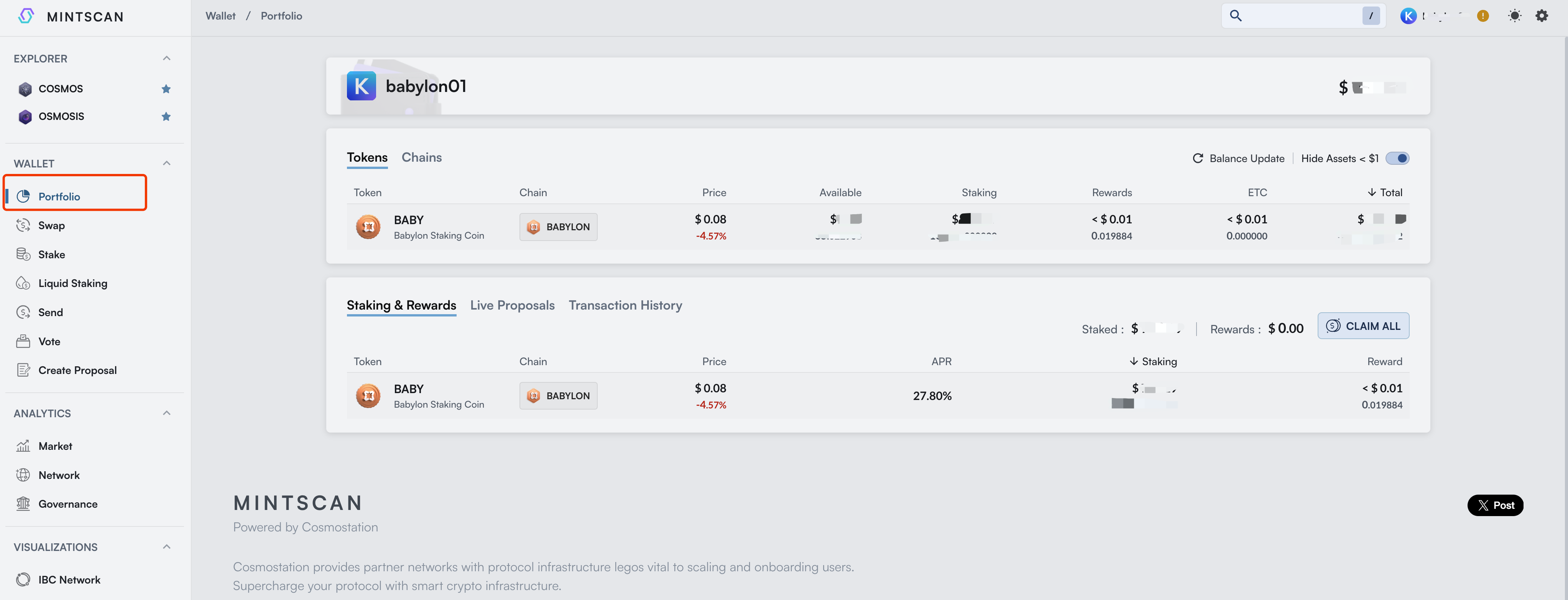 BABY Staking via Mintscan Step 9