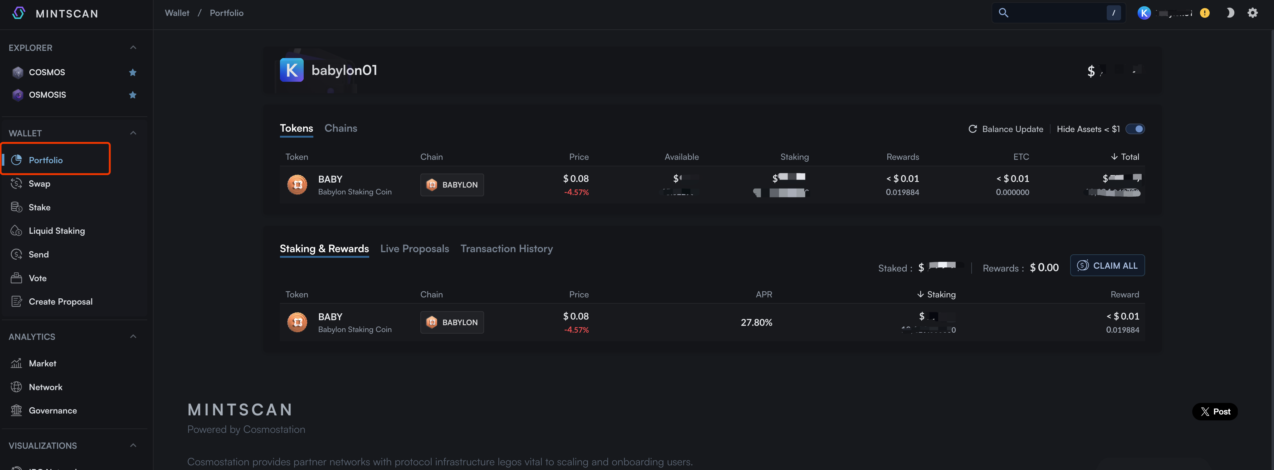 BABY Staking via Mintscan Step 9