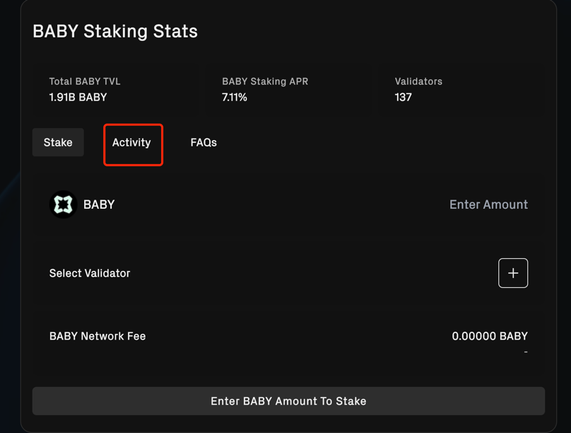 BABY Staking via Web Step 7.2