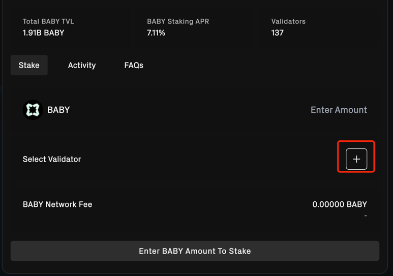 BABY Staking via Web Step 4.1