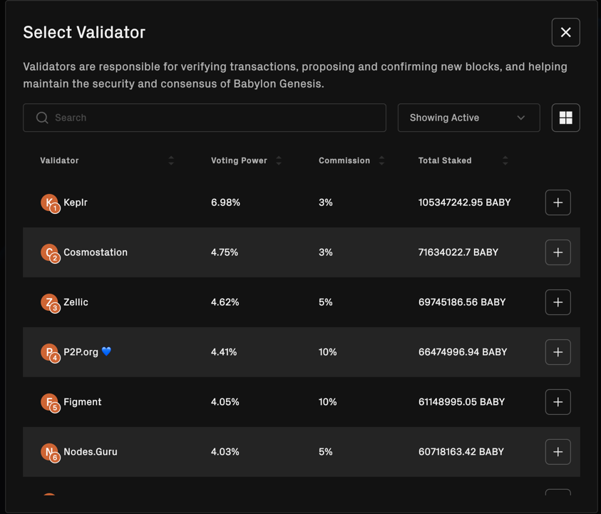Validator Selection